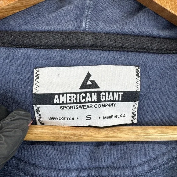 American Giant Hoodie Mens Small Navy‎ Full Zip Heavyweight Cotton Made in USA - Picture 2 of 7